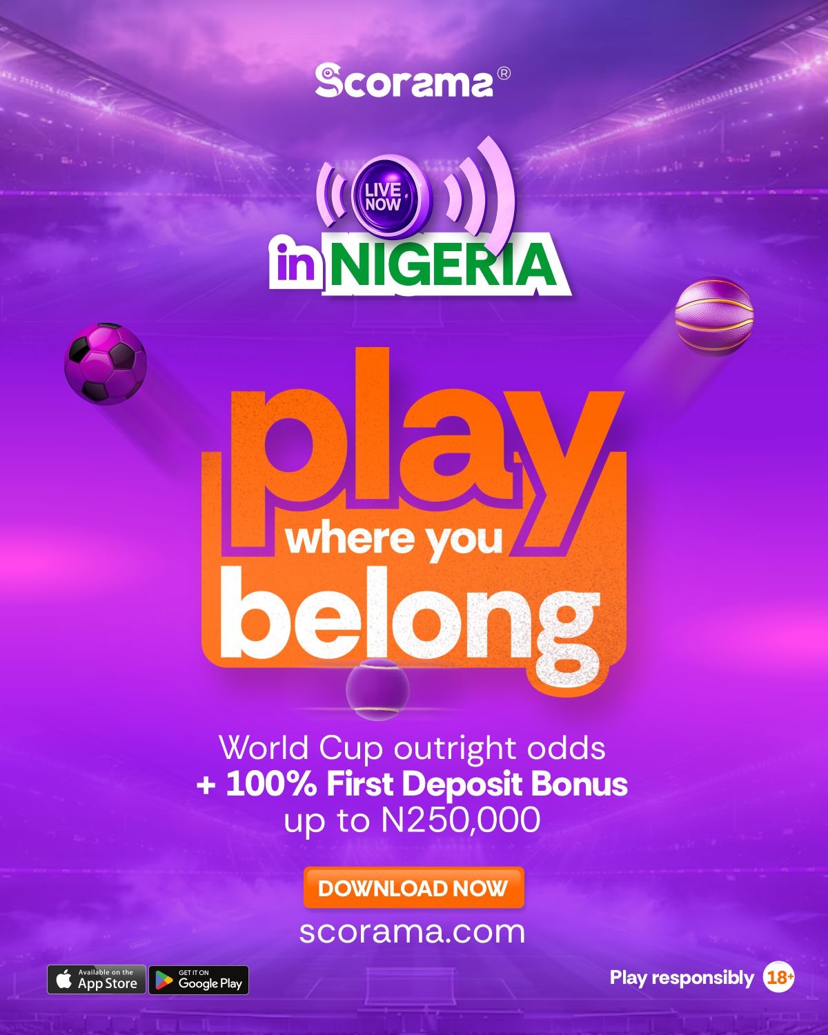 Scorama Launches in Nigeria with Bold World Cup Outright Odds and Mouth-Watering Bonuses
